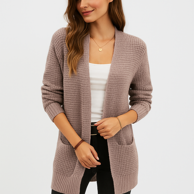 Cardigan de mujer abierto en punto clasico - Dasha