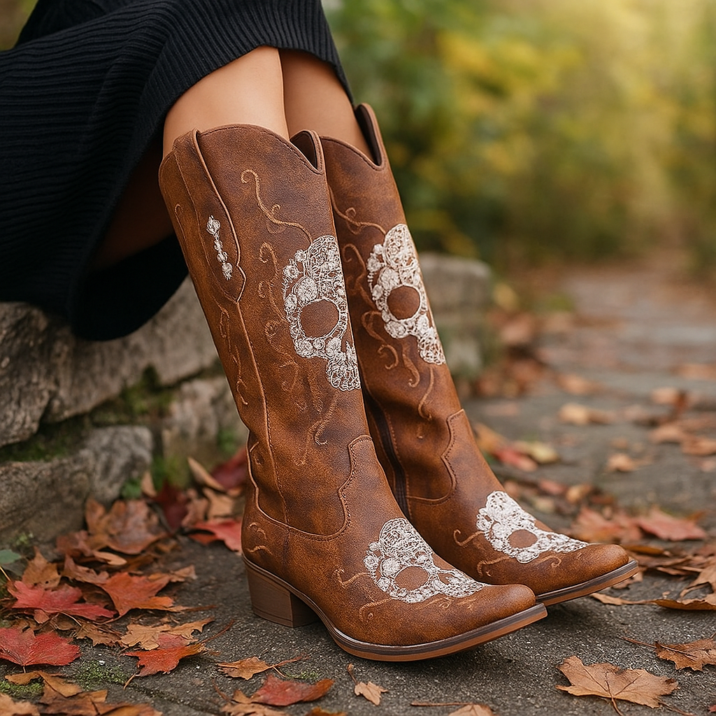 Botas altas para mujer estilo bordado - Liorine
