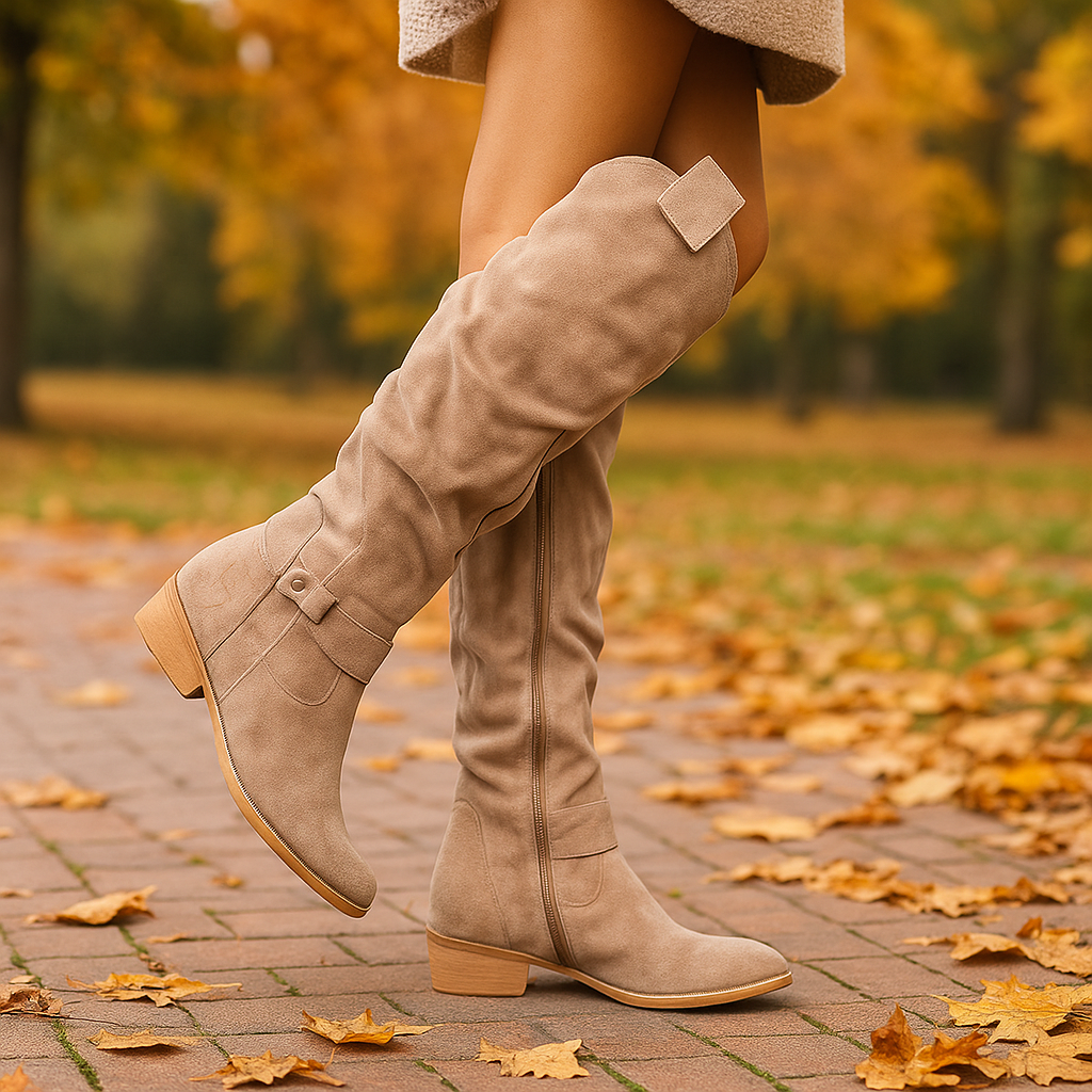 Botas altas mujer modernas con tacon bajo - Mafer