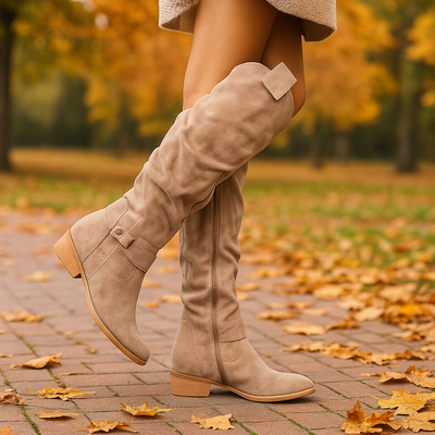 Botas altas mujer modernas con tacon bajo - Mafer
