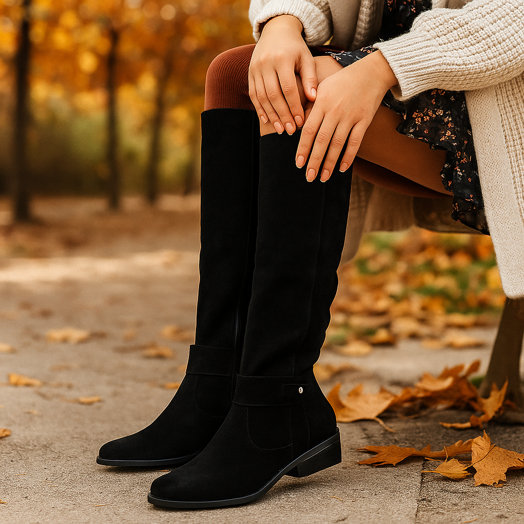 Botas altas mujer modernas con tacon bajo - Mafer