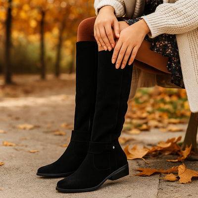 Botas altas mujer modernas con tacon bajo - Mafer