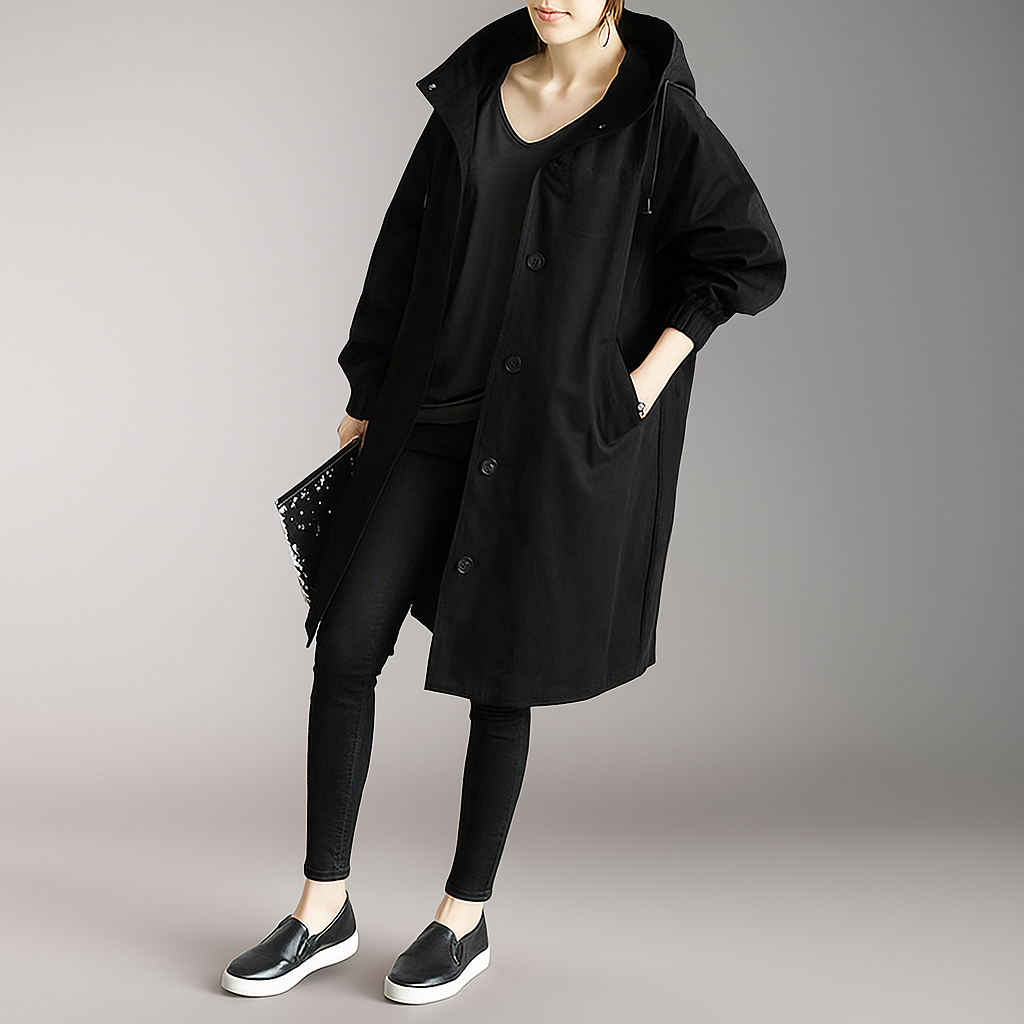 Abrigo mujer trench oversize con capucha ligera - Simona