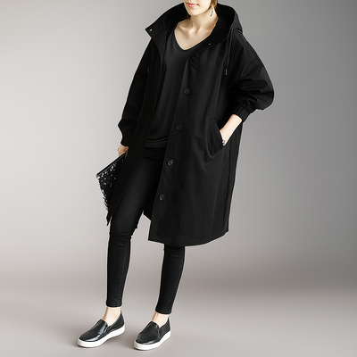 Abrigo mujer trench oversize con capucha ligera - Simona