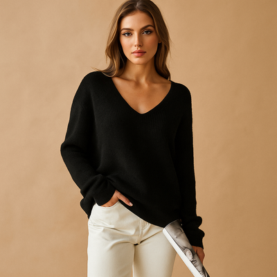 Sueter de mujer cuello en V de punto suave - Romina