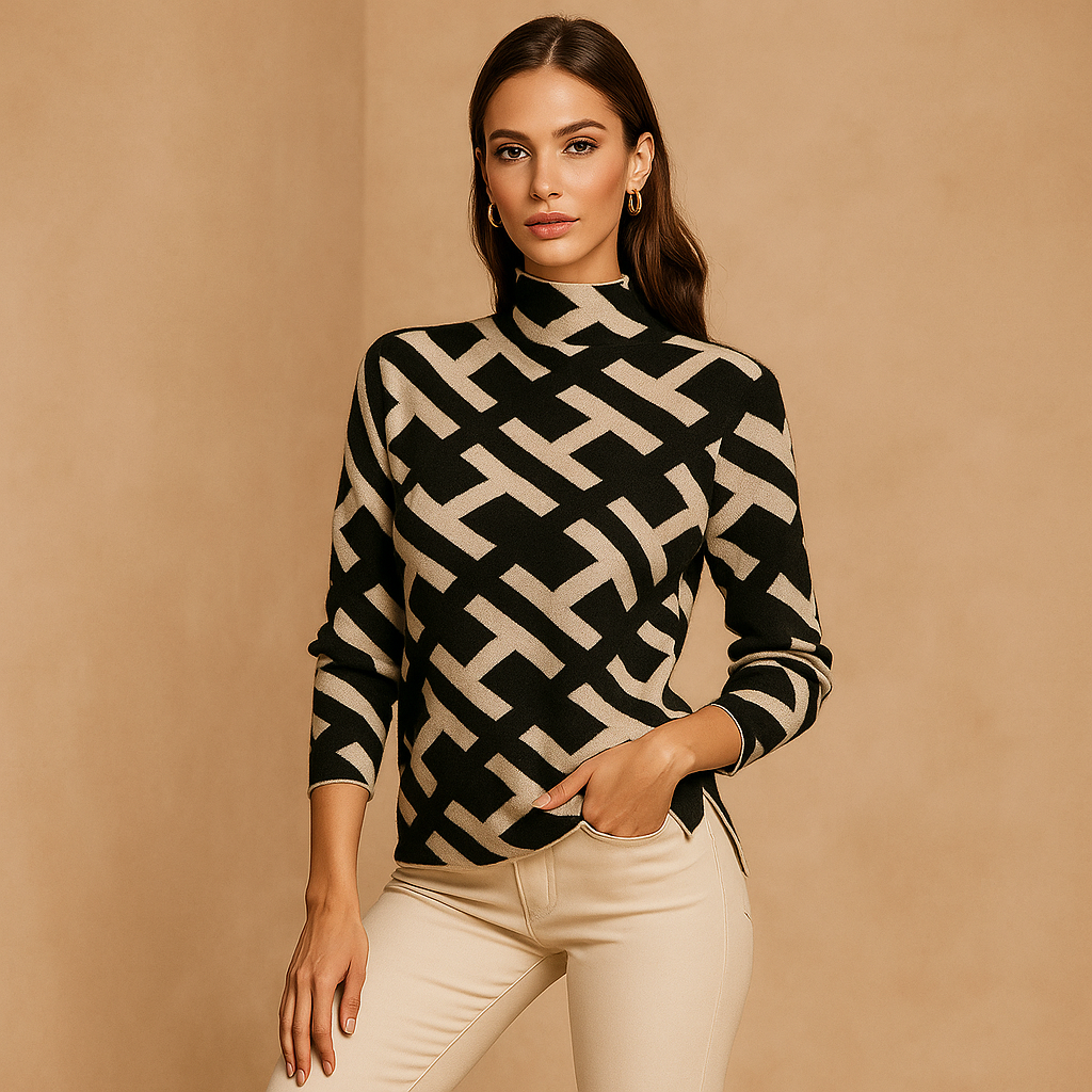 Sueter de mujer cuello alto estampado - Doriane