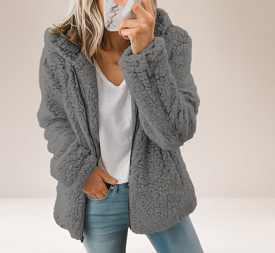 Chaqueta de borrego para mujer con capucha - Mar