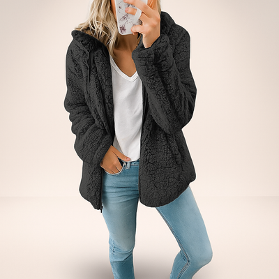 Chaqueta de borrego para mujer con capucha - Mar