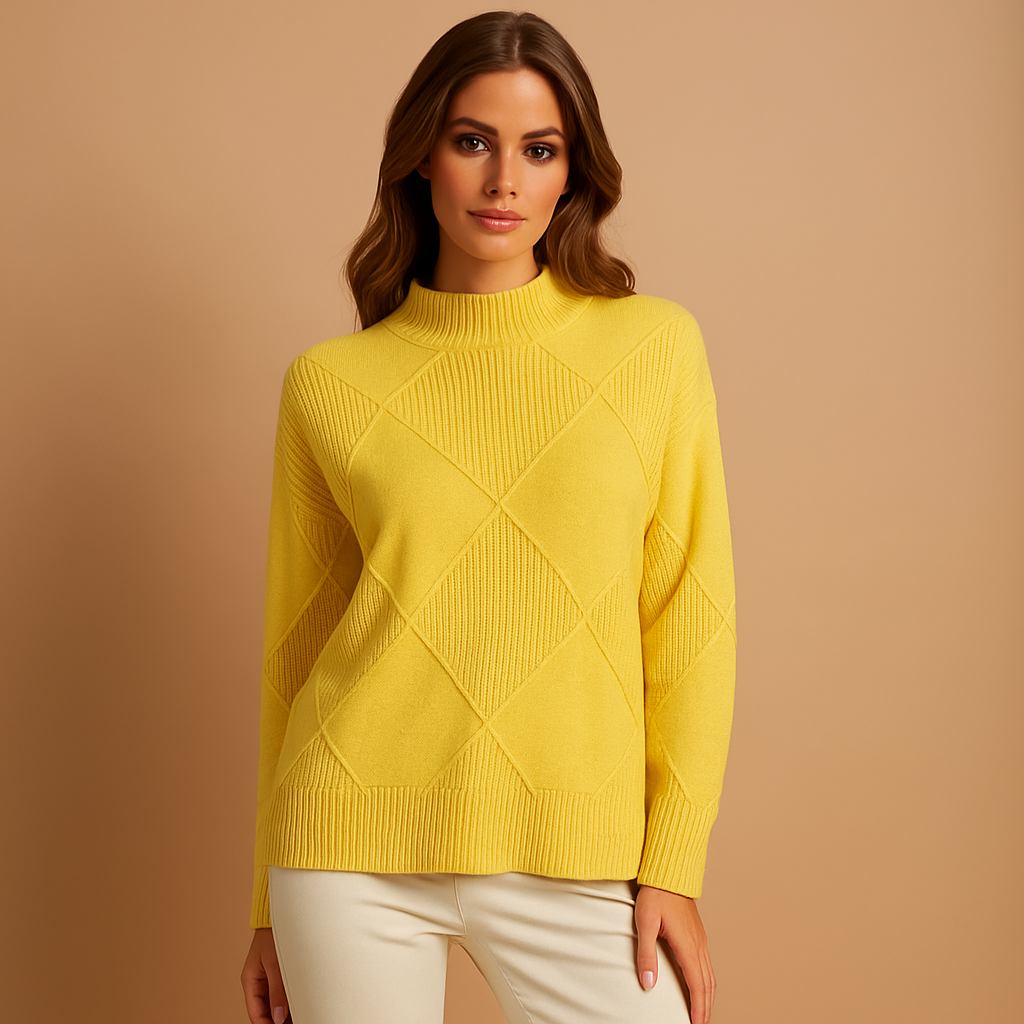 Sueter mujer cuello alto diseño geometrico punto calido - Kamala
