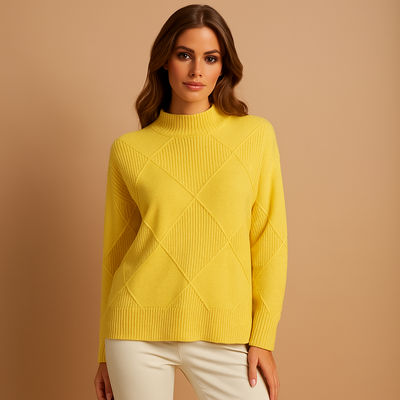 Sueter mujer cuello alto diseño geometrico punto calido - Kamala