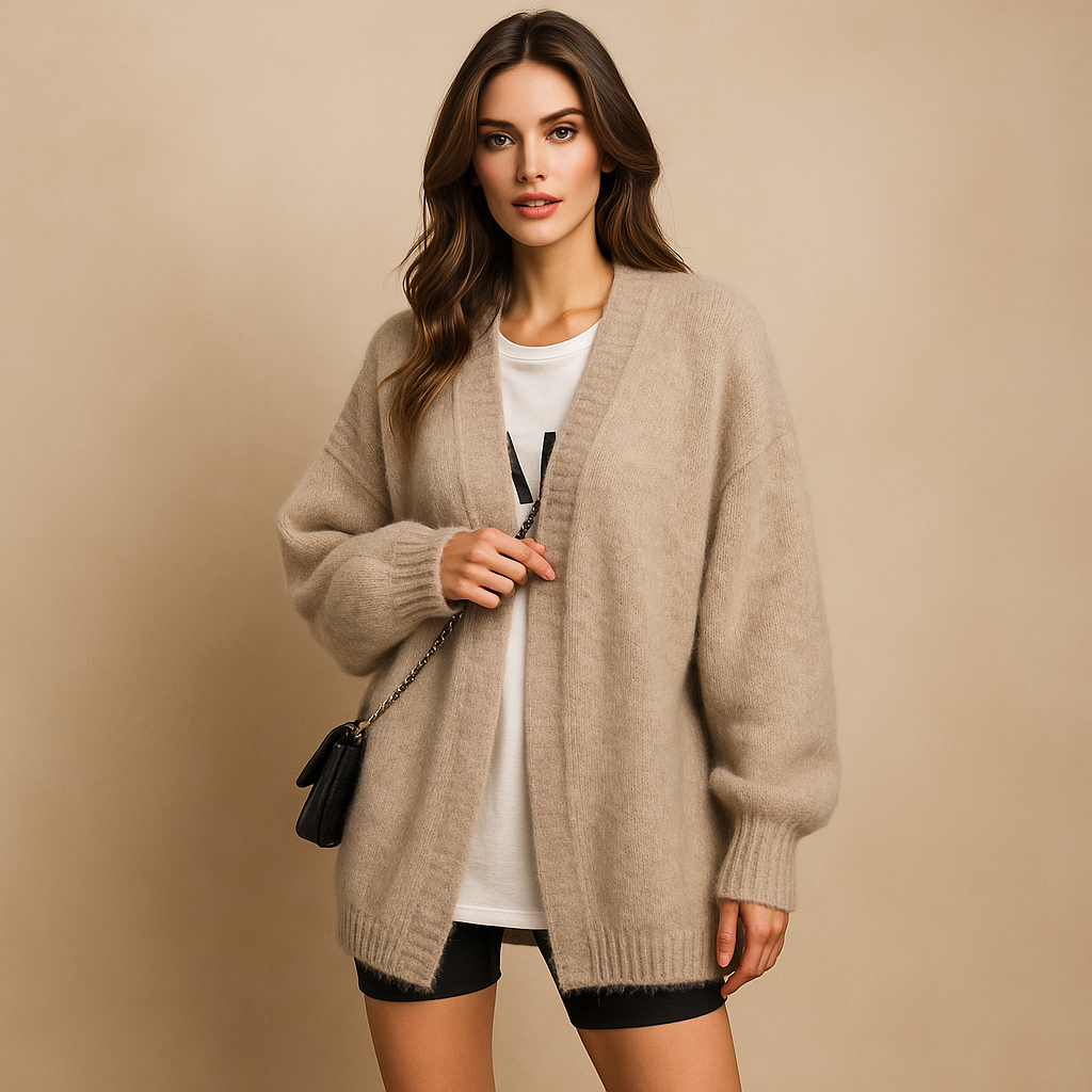 Cardigan mujer punto suave diseño oversize manga larga - Nadia