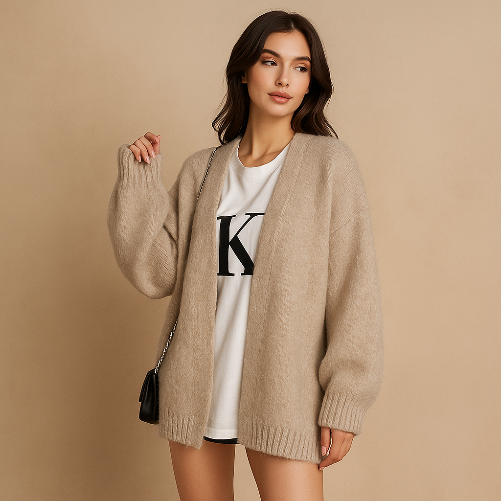 Cardigan mujer punto suave diseño oversize manga larga - Nadia