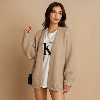 Cardigan mujer punto suave diseño oversize manga larga - Nadia