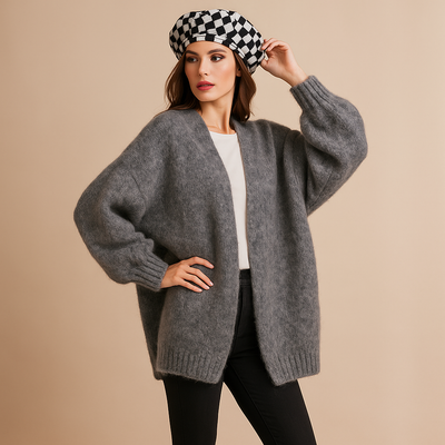 Cardigan mujer punto suave diseño oversize manga larga - Nadia