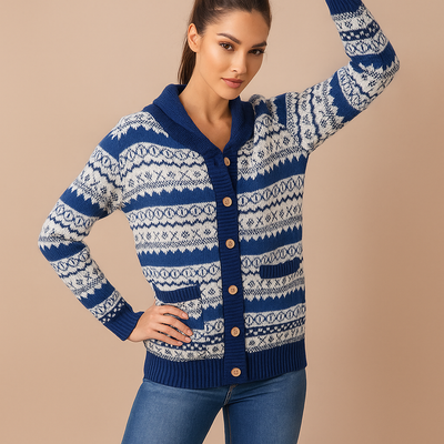 Cardigan mujer punto patron invernal botones frontales - Ingrid