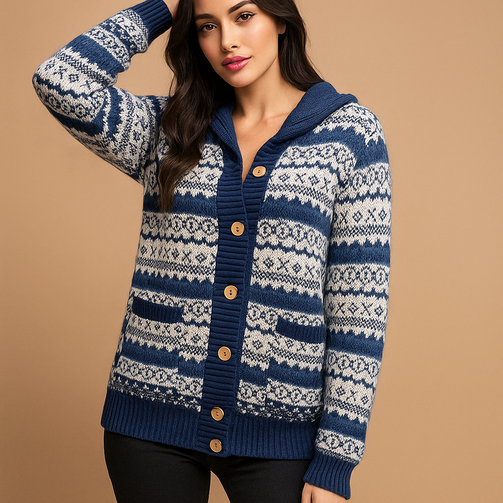 Cardigan mujer punto patron invernal botones frontales - Ingrid