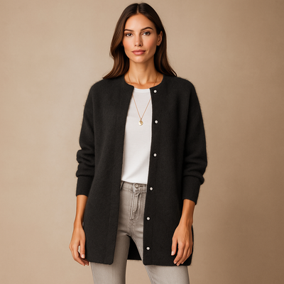 Cardigan mujer largo botones frontales estilo minimalista - Clara