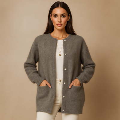 Cardigan mujer largo botones frontales estilo minimalista - Clara
