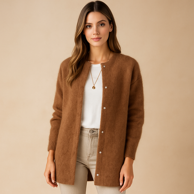 Cardigan mujer largo botones frontales estilo minimalista - Clara