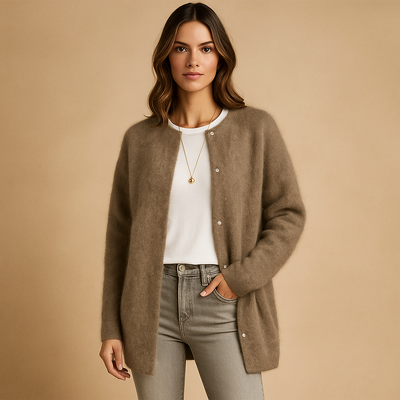 Cardigan mujer largo botones frontales estilo minimalista - Clara