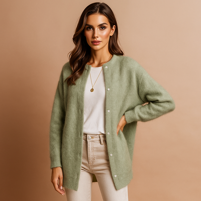 Cardigan mujer largo botones frontales estilo minimalista - Clara