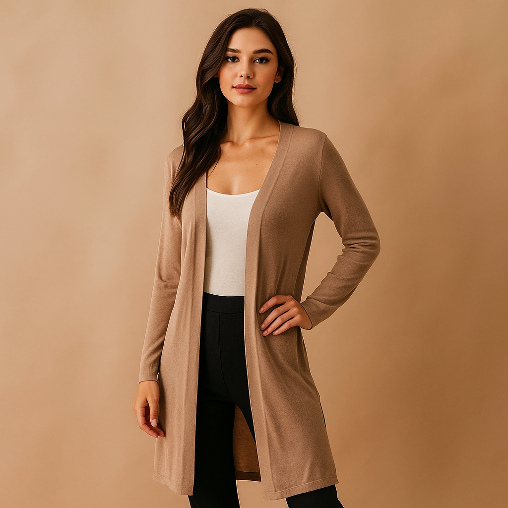 Cardigan mujer largo abierto estilo minimalista - Lang