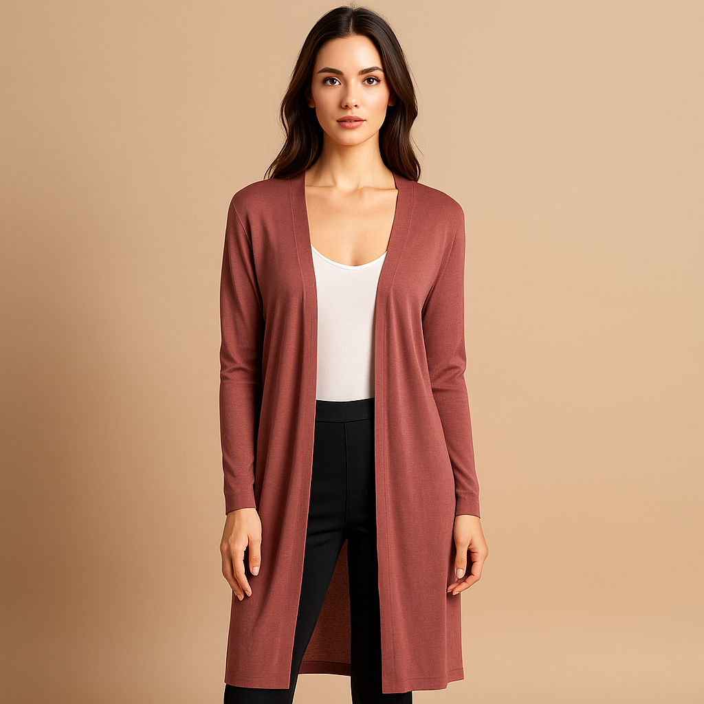 Cardigan mujer largo abierto estilo minimalista - Lang