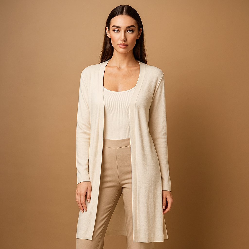Cardigan mujer largo abierto estilo minimalista - Lang
