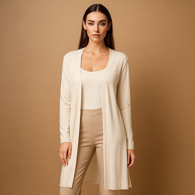Cardigan mujer largo abierto estilo minimalista - Lang