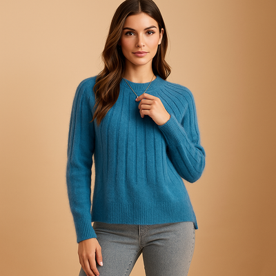 Sueter mujer punto suave detalle plisado cuello redondo - Romina