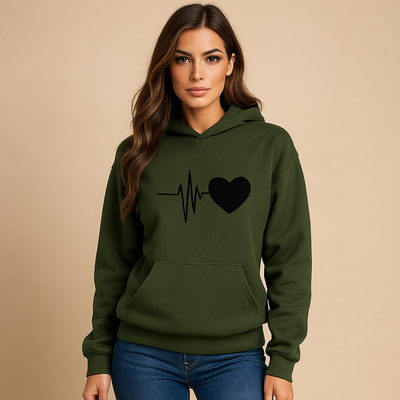 Sudadera mujer capucha estampado corazon latido - Jhoana