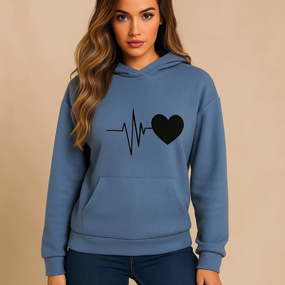Sudadera mujer capucha estampado corazon latido - Jhoana