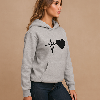 Sudadera mujer capucha estampado corazon latido - Jhoana