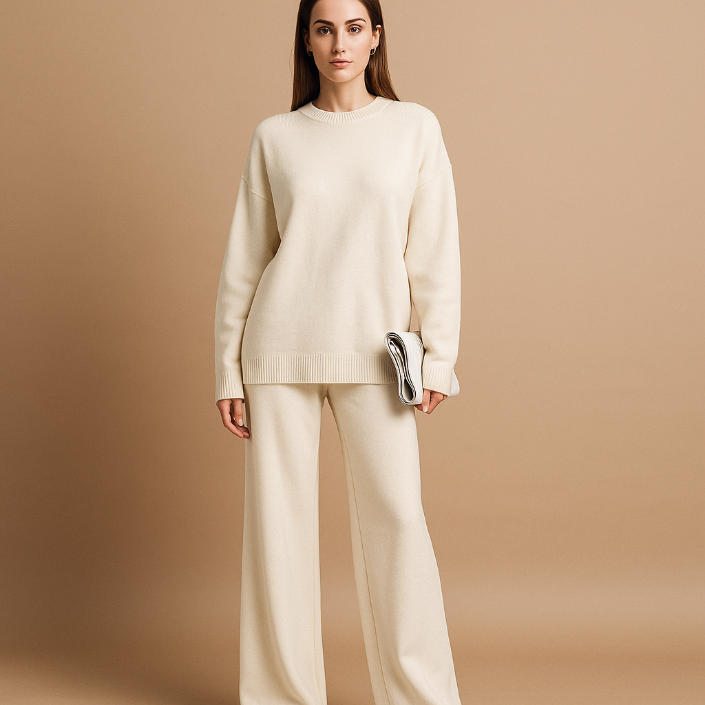 Conjunto mujer punto sueter y pantalon ancho - Aveline