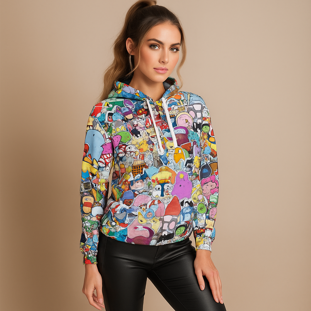 Sudadera mujer estampada con capucha diseño dibujos - Arlet