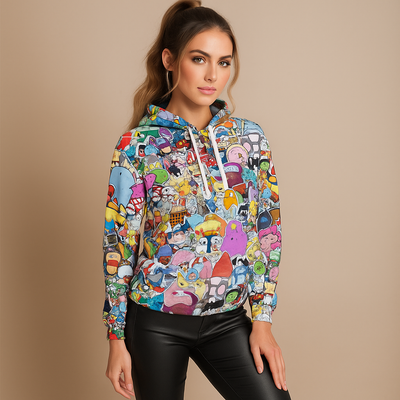 Sudadera mujer estampada con capucha diseño dibujos - Arlet