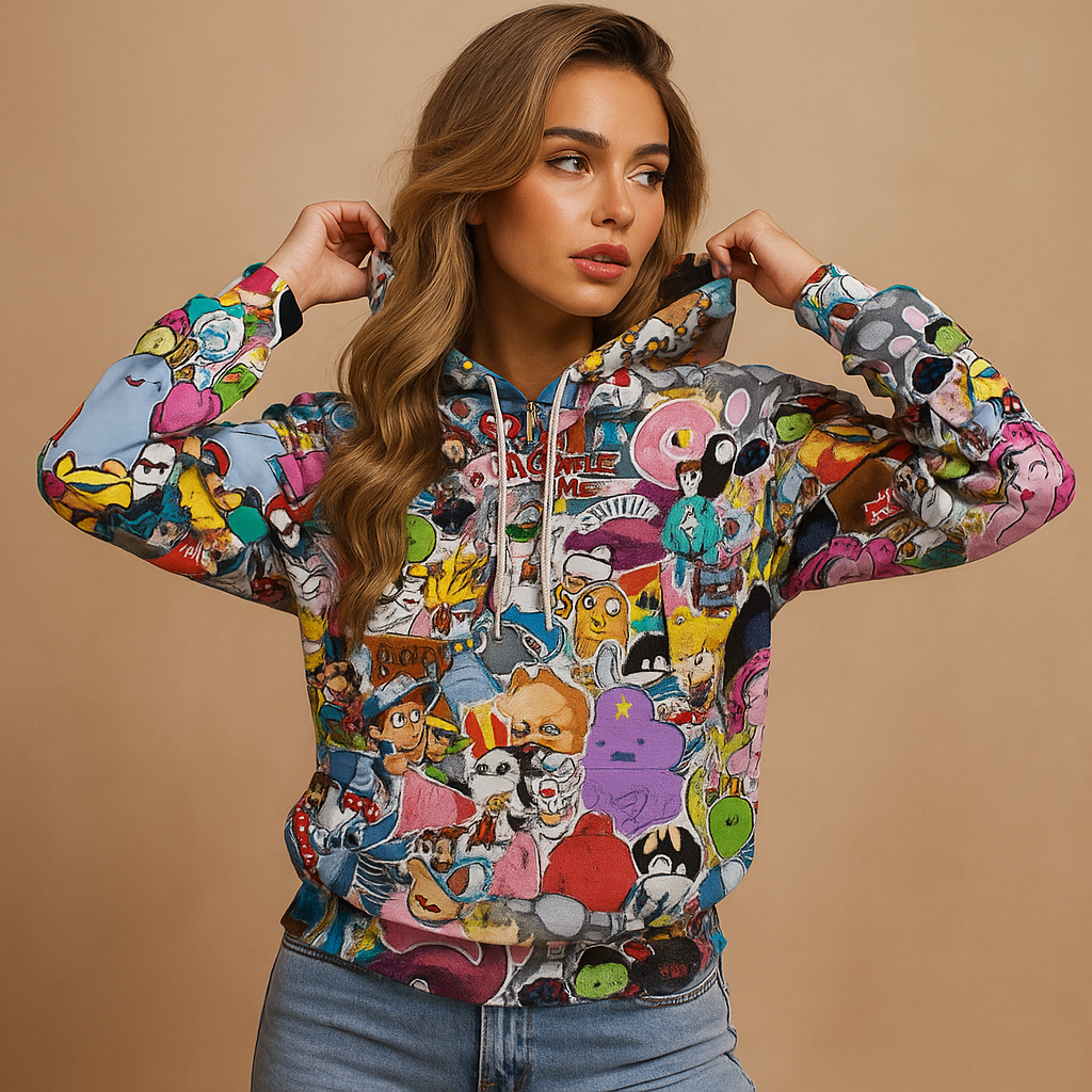 Sudadera mujer estampada con capucha diseño dibujos - Arlet