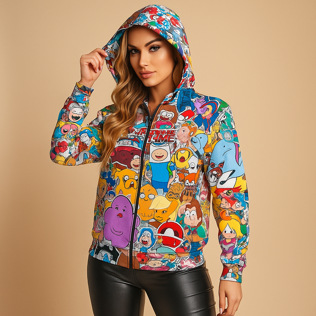 Sudadera mujer estampada con capucha diseño dibujos - Arlet