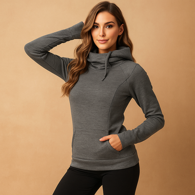 Sudadera mujer cuello alto ajustado manga larga - Tania