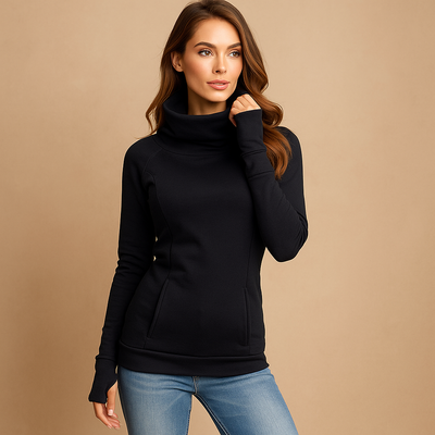 Sudadera mujer cuello alto ajustado manga larga - Tania