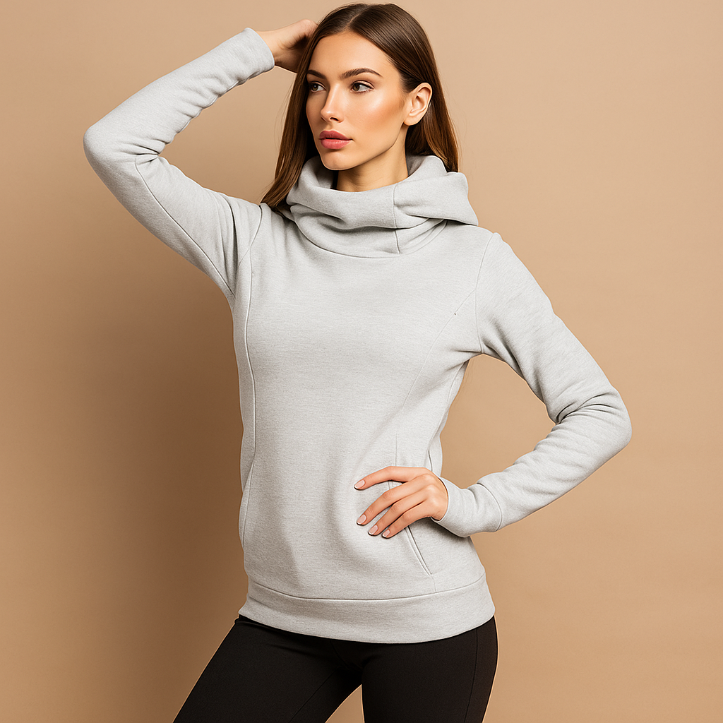 Sudadera mujer cuello alto ajustado manga larga - Tania