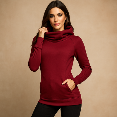 Sudadera mujer cuello alto ajustado manga larga - Tania
