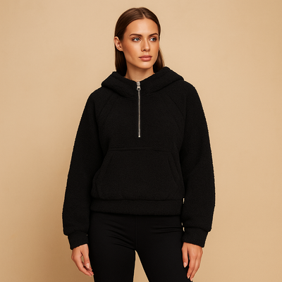 Sudadera polar con capucha mujer cremallera media - Elira