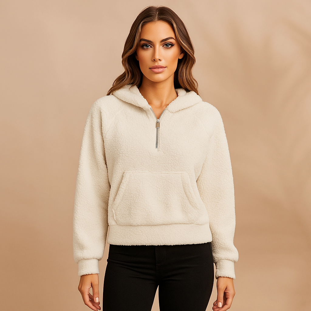 Sudadera polar con capucha mujer cremallera media - Elira