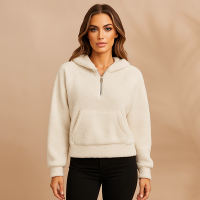 Sudadera polar con capucha mujer cremallera media - Elira