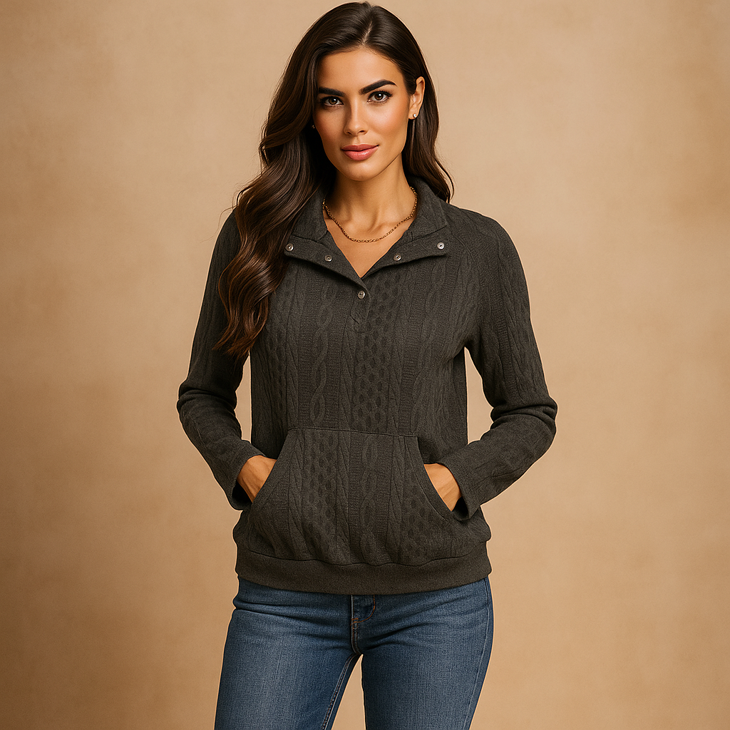 Sueter mujer cuello con botones tejido acanalado - Rut