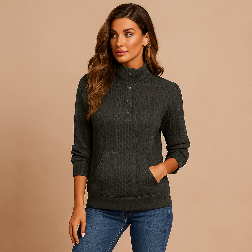 Sueter mujer cuello con botones tejido acanalado - Rut