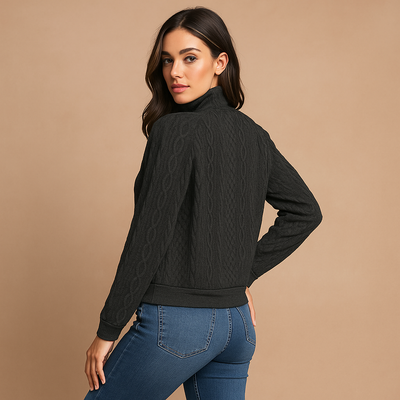 Sueter mujer cuello con botones tejido acanalado - Rut