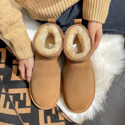 Botines de invierno para mujer en ante con forro de lana - Emilia