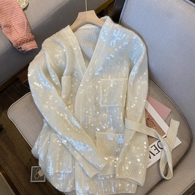 Cárdigan de lentejuelas para mujer de efecto luminoso - Leyla